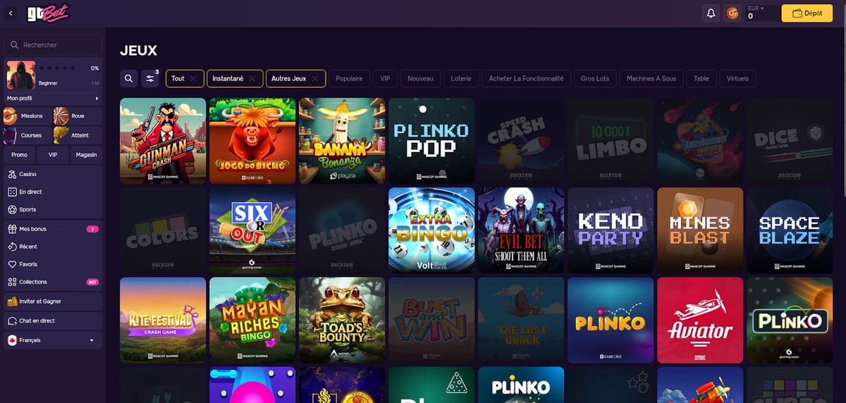 Mini-juegos de GT Bet ejecutándose en pantalla completa desde la PWA en iPhone